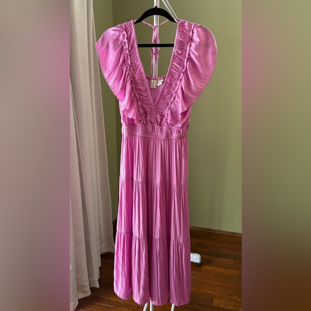 Joie Pink Ruffle Maxi Dress